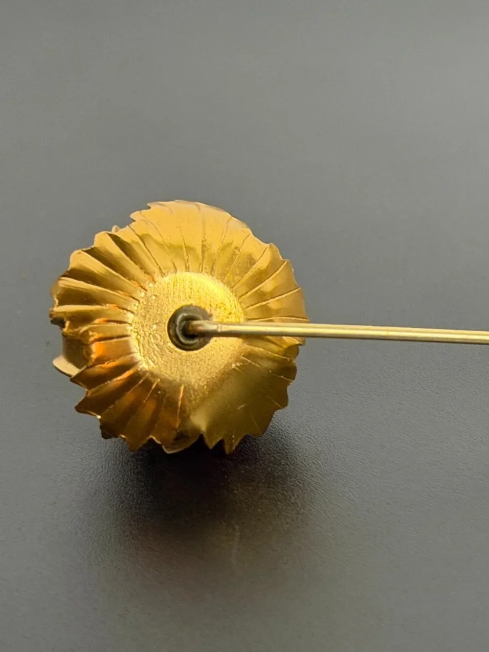 Vintage Red Crackle Glass Hat Pin Gold Tone Flower Stick Pin Victorian Revival